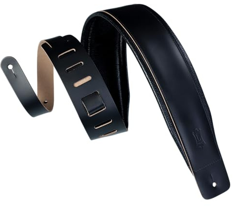 Levy's DM1PD BLK 3 tum lädergitarrremmar â Svart