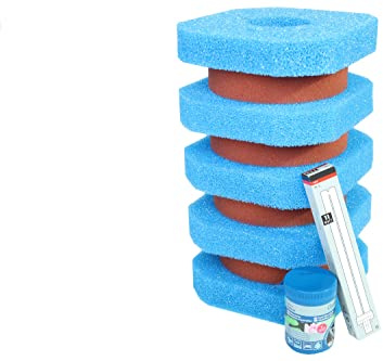 Wacredo Wartungspaket für Oase Filtoclear 11000 Teichfilter Schwamm Set Filterstarter 11 Watt Leuchtmittel Komplettset Wasseraufbereitung Filterschwamm Teichpflege Ersatzschwämme