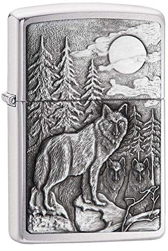 Zippo Timberwolves Emblem Lighter - Mechero, Color Cromo Cepillado