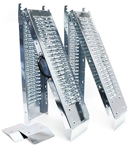 Wiltec 2X Auffahrrampe 180x22,5 cm 400 kg für Motorrad ATV Quad, Auffahrschiene verzinkter Stahl, Verladerampe rutschsicher, klappbar