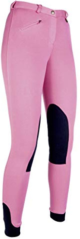 HKM 9064 Reithose Penny Easy, Mädchen Hose, Kniebesatz, Pink / Dunkelblau, 122