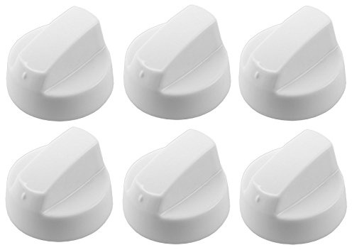 SPARES2GO Lot de 6 boutons de commande universels blancs pour foyer à gaz, chauffage de stockage et presse à pantalons (lot de 6 + adaptateurs)