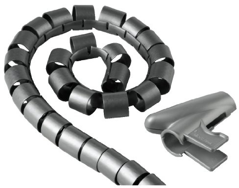 Hama Kabelschlauch mit Einziehhilfe (Flexibler Kabelkanal für Kabelmanagement und Kabelschutz, Kabelspirale für Flexible Bündelweite, Kunststoff, Ø 30 mm, 1,5m) Silber
