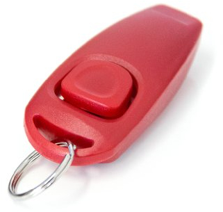 PRECORN 2in1 Klicker und Hunde-Pfeife rot Clickertraining Hundeerziehung Hunde-Clicker