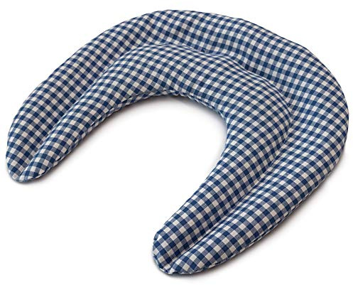 Coussin compartimenté tour de cou aux graines - Graines de colza - Coussin thermique pour la nuque (chaud ou froid) - Coussin chauffant (Design: bleu et blanc)