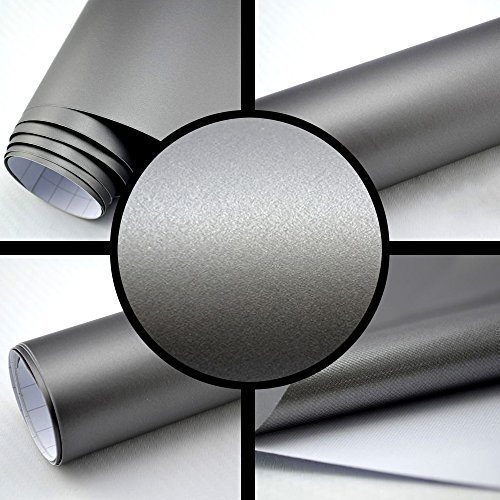 TipTopCarbon 6,57€/m² Autofolie Matt Silber-Grau 2m x 1,52m Auto Folie BLASENFREI mit Luftkanälen 3D Flex
