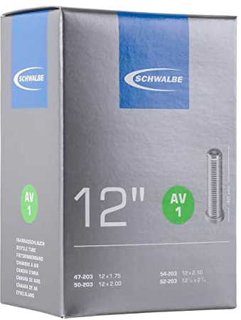 Schwalbe Fahrradschlauch AV1 12 AV1 47/62-203 EK AGV 40 mm Schlauch, Schwarz