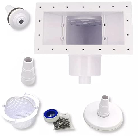Duraol Breitmaulskimmer I Hochwertiger Skimmer aus Kunststoff I Pool Einbauskimmer im Breitformat I Pool Skimmer Set für Achtformbecken I Skimmer Einsatz für 38mm Schlauchanschluss