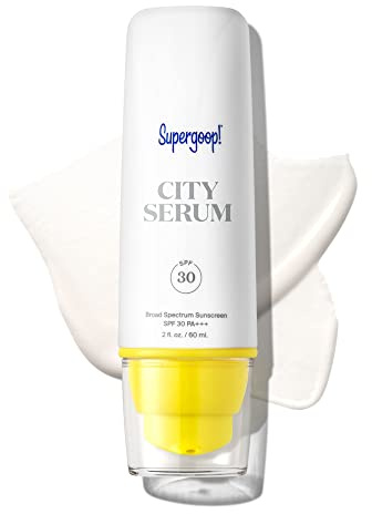 Supergoop! City Sunscreen Anti-Aging Serum SPF 30, 2 fl oz - Lightweight, Antioxidant-Rich Morning Lotion - Hydrating Vitamin Serum for Face - Prep & Protect with Vitamins E, B5 - Great for Guys