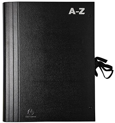 Exacompta 61550B Premium Fächermappe mit Kordelverschluss, 20 Fächer (A-Z), hohe Kapazität, DIN A4, stabiler Einband schwarz, ideal zur Aufbewahrung und Transport Ihrer Dokumente