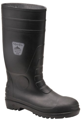 Portwest FW94 Klassiska Arbetskläder Säkerhetsstövel PVC-Nitril Vattentät | Svart, 40, S4 EN ISO 20345, EN 13832-3, Kemiskt Skydd, Förstärkt Ankelskydd, Bensin och Olje Resistent Yttersula, Halkfri