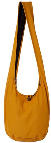 PANASIAM Schulterbeutel Damen & Herren, große & leichte Baumwolltasche, Umhängetasche mit Reißverschluss, Unisex Schultertasche, große Tasche, safrangelb