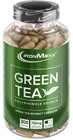 IronMaxx Green Tea - 300 Kapseln, Grüntee-Extrakt mit 339mg Epigallocatechin-3-Gallat und 180mg Koffein pro Tagesdosis, Unterstützend in Diatphäsen