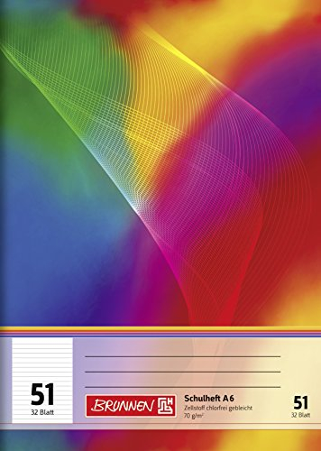 BRUNNEN Schulheft | A6, Lineatur 51, 32 Blatt, mehrfarbig