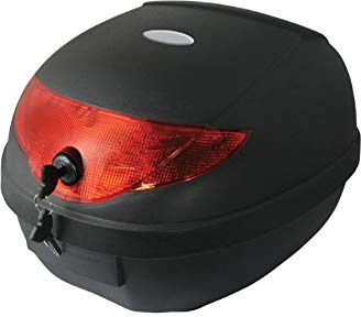 BIKETEK Motorcycle Top Box 24L ABS Top Box with Large Reflector 24 Litre Motorbike Scooter Bike Hard Luggage Touring Top Case Black