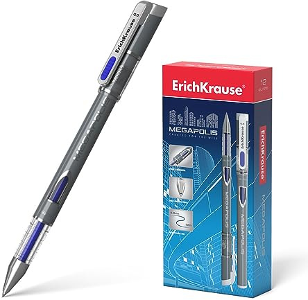 ErichKrause kulspetspenna Gel MEGAPOLIS motiv 0,5 gelpennor 12-pack bläck blå – skola & kontorsmaterial kulspetspenna finskrivande – finstreck gelpenna kuli & skrivbordstillbehör