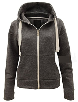 Parsa Fashions Ladies Plain Zip Up Hoodie Womens Fleece Hooded Top Long Sleeves Front Pockets Soft Stretchable Comfortable (Charcoal/2XL UK-16)