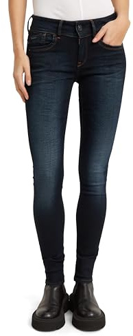 G-STAR RAW, Dam Lynn Mid Waist Skinny Jeans, Blå (Medium Aged 6131-71), 33W/30L, Blå (åldrad D010-424), 33W x 30L