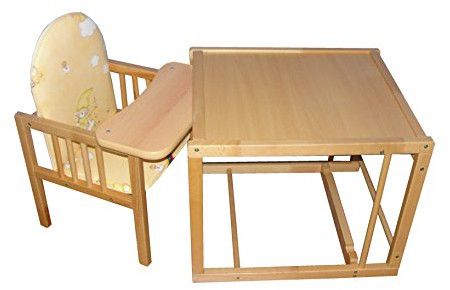 Cosing C-0115 Kombi-Hochstuhl aus Buchenholz mit Sitz gepolstert/Kinder Tisch & Stuhl, weiß
