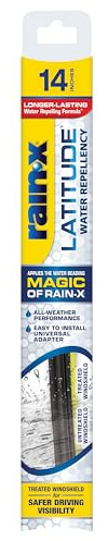Rain-X 5079272-2 Latitude 2-In-1 Water Repellent Wiper Blades, 14 Inch Windshield Wipers (Pack Of 1), Automotive Replacement Windshield Wiper Blades With Patented Rain-X Water Repellency Formula