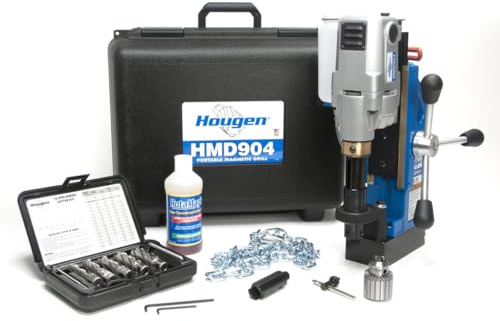 Hougen HMD904 115-Volt Magnetic Drill Fabricator's Kit with Integrated Coolant Bottle Plus 1/2 Drill Chuck, Adapter, and 12002 Rotabroach Cutter Kit