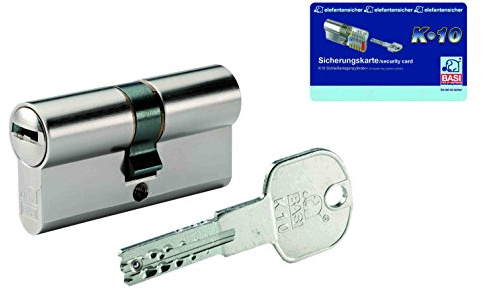BASI Schließsysteme K10 Doppelzylinder 35/60 mm inklusive 3 Schlüssel und Sicherungskarte, 4902-3560m