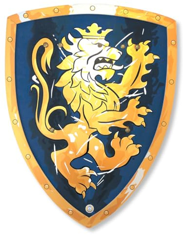 Liontouch - Bouclier du Chevalier Noble, Bleu/Large - Age 3-8 | 45 x 35 cm | Jouet en Mousse pour Enfants avec Thème Lion Doré | Accessoire de Bataille Sûr pour Costumes & Déguisements Pour Garçons