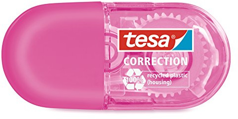 tesa Correction korrigeringstejp för rättelse av tryckt och handskriven text - korrigeringspenna med tejp, ecoLogo tejpapplikator, minimodell, rosa