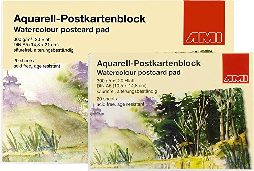 20 Blatt Aquarell-Postkartenblock DIN A5