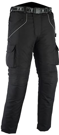 Texpeed Pantalones de moto hombre - Impermeable Pantalones de motorista - Con armadura de protecciónes CE (EN 1621-1) - Negro - 8XL Cintura/Regular Pierna