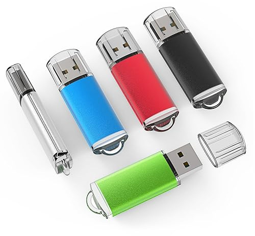 TOPESEL USB Flash Drive 5 Pack 4GB USB 2.0 Flash Drive Memory Stick USB Drive Thumb Drives USB Stick (5 Mixed Colors: Black Blue Green Red Silver)
