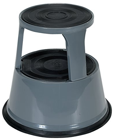 Vestil STEP-17-GY Steel Rolling Step Stool 17 In. Top Step Height 500 Lb. Capacity Gray
