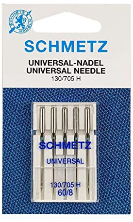 Agujas universales para máquina de coser SCHMETZ - 60 (8) agujas multiusos con punta ligeramente redondeada para una costura suave en la mayoría de las telas, duraderas y fiables, paquete de 5