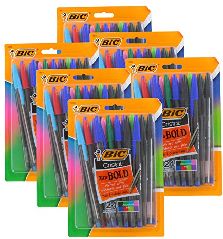 Bic Cristal Xtra Bold Stick Ballpoint Pens, 1.6mm, Bold Point, Assorted Colors, Pack of 144