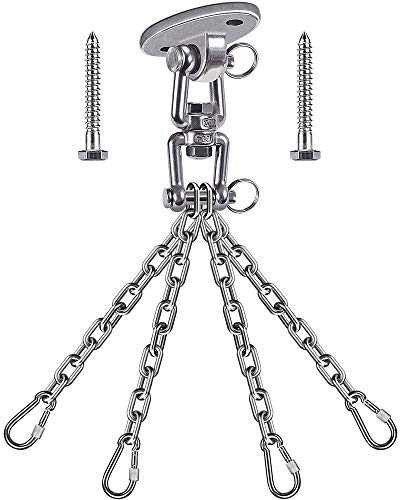 BeneLabel Appendino da soffitto in Legno/Cemento Girevole a 360°, Amaca sospesa, Staffa Ovale in Metallo, Set di staffe con Viti, moschettoni da 47 cm, per Corda da Yoga, Sacchi da Boxe, 700 libbre