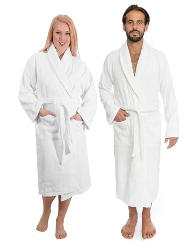 Classic Turkish Towels CTT - Luxury 100% Turkish Cotton Terry Cloth Bath Robe for Women & Men, 400 GSM Soft & Plush Long Robe (XXLarge)