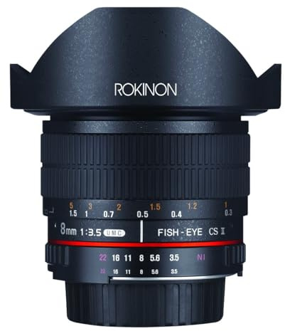 Rokinon HD HD8M-P 8mm f/3.5 HD Fisheye-objektiv med avtagbar huva för Pentax