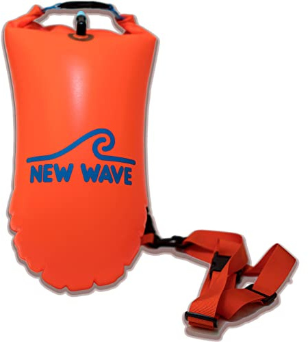 New Wave Swim Buoy for Open Water Swimmers and Triathletes - Light and Visible Float for Safe Training and Racing (15L)