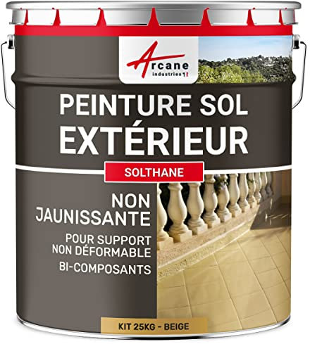 ARCANE INDUSTRIES Peinture Sol extérieur intérieur pour béton, Haute résistance, Non jaunissante : Solthane - 25 kg Beige - RAL 1001