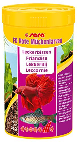 sera FD röda mygglarver Nature 50 ml – godiset för unga fisk och gourmeter – fiskfoder för akvarium med mycket hög återvinningsbarhet, därför mindre alger