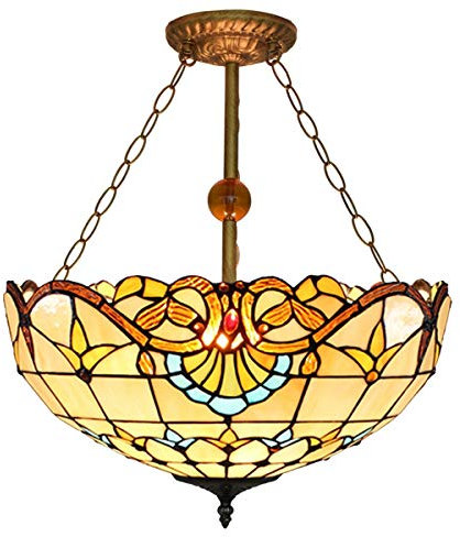 Ceiling Stained Glass Chandelier 20 Baroque Pendant Light Fixture Tiffany Style Ceiling Lamp Stained Glasspendent lamp Hanging Light Dining Room Bar Art Indoor Pendant lamp