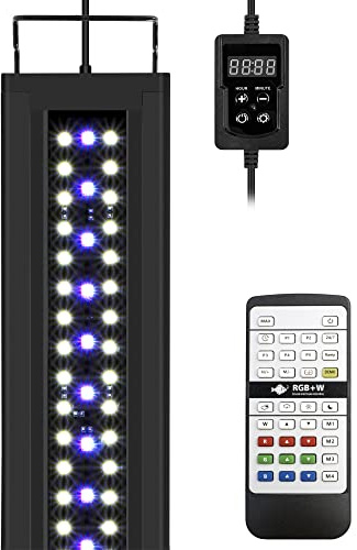 NICREW RGB+W 24/7 LED Acquario con Telecomando e Funzione Timer, Luce Acquario a Spettro Completo, Lampada Acquario Impermeabile per Piante, 42-55 cm, 17 W, 850 LM