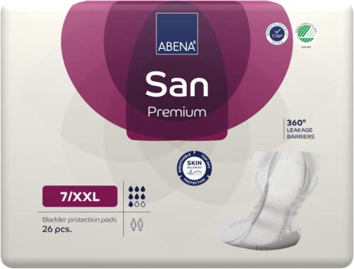 ABENA San Premium XXL Inkontinenzeinlagen für Herren und Damen, atmungsaktiv und bequem, schnelle Absorption, diskret und effektiv geformte Inkontinenzeinlagen für Herren/Frauen, Air Plus, 7, XL2, 26