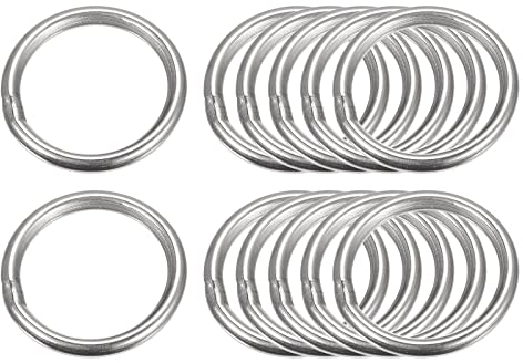 sourcing map 12 Stück O Ringe Edelstahl 304 Metallringe, 25 mm Außendurchm. 3 mm Dicke Geschweißter O-Ring für Befestigung Schrauben Haken Campinggürtel Hundeleinen Taschen Paracord Zubehör