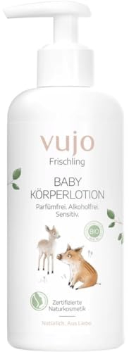 vujo Frischling | Bio Baby Körperlotion | Ohne Duftstoffe | Ohne Alkohol | Zertifizierte Naturkosmetik | 200 ml
