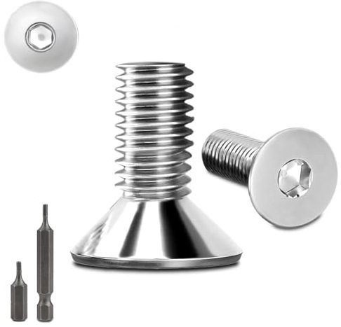 150 tornillos de cabeza avellanada de acero inoxidable, M3 x 6 mm, hexágono interior M3, tornillos de acero inoxidable, tornillos avellanados con 2 unidades, cabeza hexagonal DIN 7991/ISO 10642