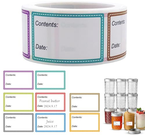 Paquete De 500 Etiquetas Congelador,Etiquetas Para Congelador,Etiquetas Adhesivas Cocina,Etiquetas Para Frascos,Etiquetas Autoadhesivas,Desmontables Sin Dejar Residuos Para Cocinas