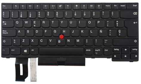 Teclado plateado de repuesto sin retroiluminación para Lenovo Thinkpad E480 E485 T480S T490 T495 L380 L390 L480 E490 E495 R480 R490 S2 3ª generación S2 4ª generación (español/español, sin