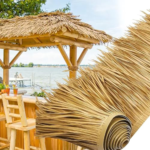 GQZJY konstgjordt halmtak Trädgård-Tiki-Bar mexikansk Tiki halmtak konstgjorda palmbladtak för staket, uteplatsbeläggningar, uteplatsparasol, staket, festdekoration (Storlek: 10m/32.8ft, Färg: Gul)
