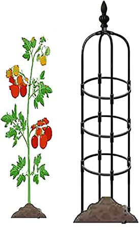Enrejado de obelisco de jardín para plantas trepadoras, arco de soporte de plantas para rosas, columna decorativa al aire libre, 32 cm de diámetro, estaca de jardín, perfecto para jardinería vertical